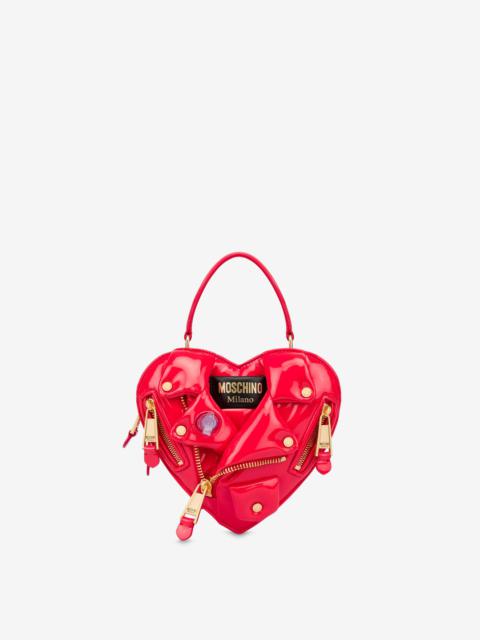 Moschino INFLATABLE EFFECT HEART BIKER BAG