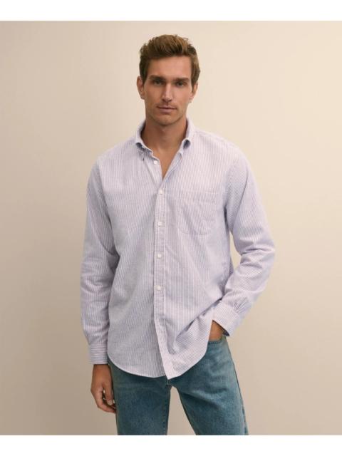 Brooks Brothers Portuguese Flannel Button Down Collar, Candy Stripe Shirt
