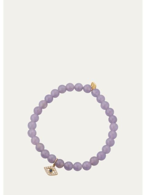 SYDNEY EVAN 14K Sapphire and Diamond Evil Eye Charm on Tanzanite Stretch Bracelet