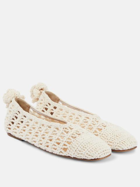 MAGDA BUTRYM Floral-appliqué crochet ballet flats