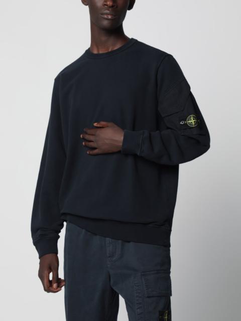 Stone Island Navy blue cotton crewneck sweatshirt