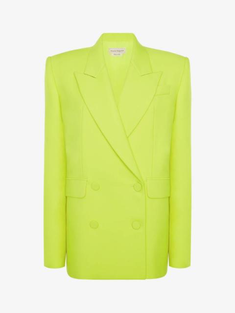 Alexander McQueen Women's Double-breasted Tailored Jacket in Acid Yellow