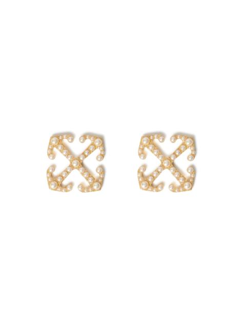 Off-White Arrow Earrings With Pearls
