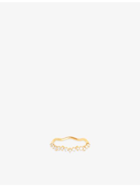 ASTRID & MIYU Wave 14ct Gold, Cultured Pearl and Lab-Grown Diamond Band Ring