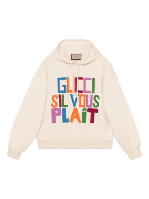Gucci Felted cotton Hooded sweatshirt with patch 'Ivory' 721427-XJFFW-9162