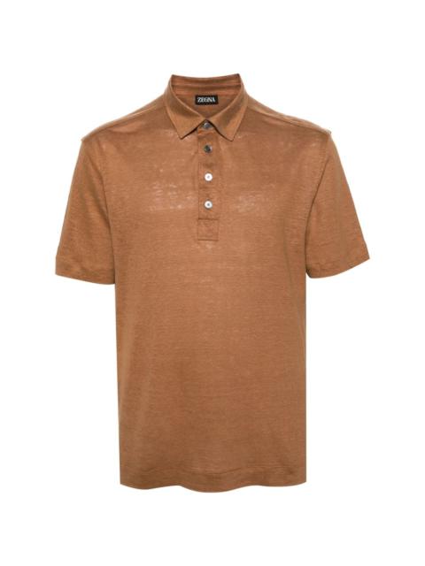 short-sleeve linen polo shirt