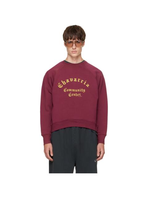 WILLY CHAVARRIA Burgundy 'Community Center' LS Buffalo Sweatshirt