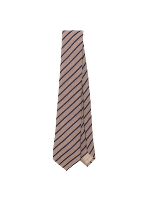 EMPORIO ARMANI striped virgin wool-silk blend tie