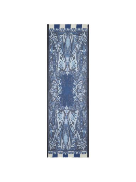 Etro frayed paisley-jacquard scarf