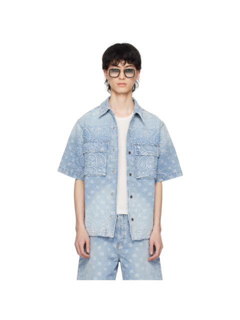 AMIRI Blue Bandana Jacquard Denim Shirt