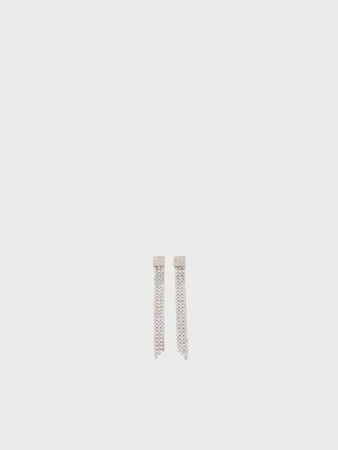 Blumarine CHAIN DROP EARRINGS WITH RHINESTONES AND B MONOGRAM