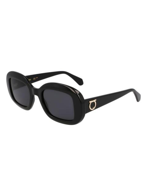 FERRAGAMO Women's Gancini 51MM Oval Sunglasses - Dark Grey Black