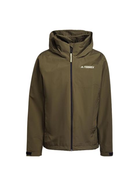 adidas adidas Terrex Mt Rr Jacket waterproof Sports Outdoor Hooded Jacket Green GU6485