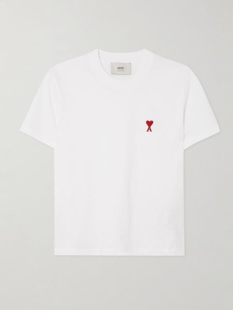 AMI Paris De Cœur embroidered organic cotton-jersey T-shirt White