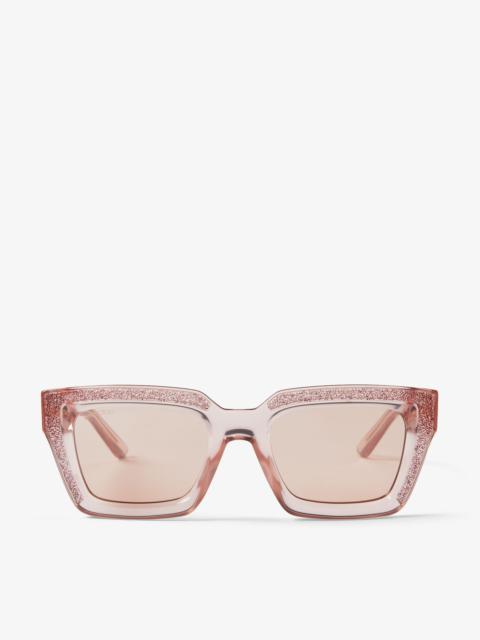 JIMMY CHOO Megs
Nude Square Frame Sunglasses with Swarovski Crystals