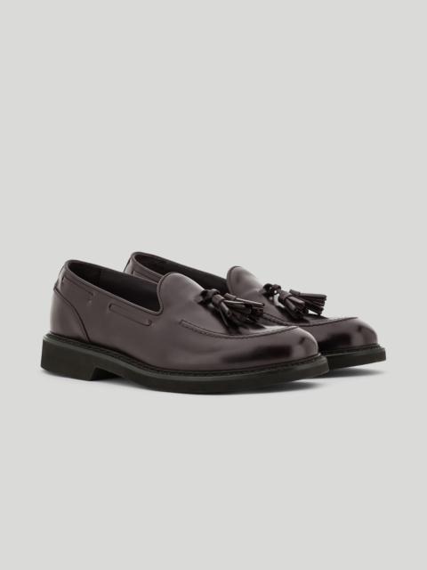 Canali DARK BURGUNDY CALFSKIN TASSEL LOAFERS
