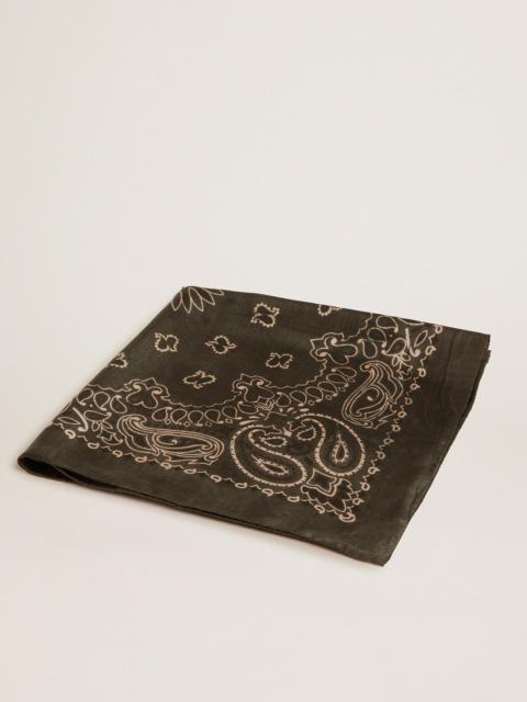 Golden Goose Moss-green scarf with paisley pattern