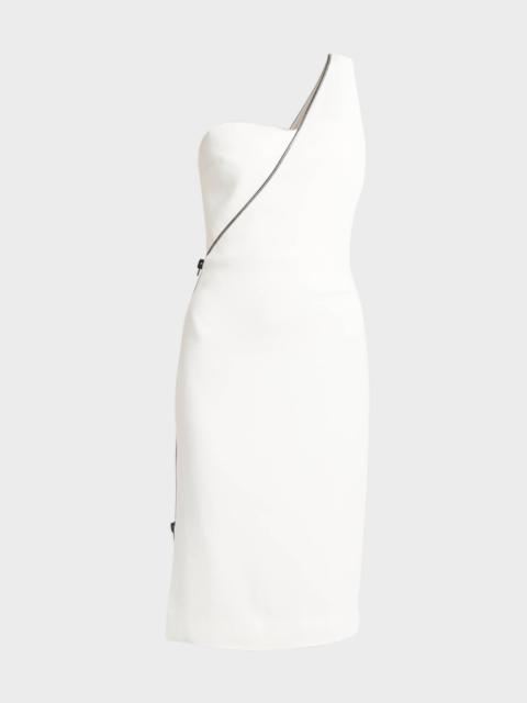 Zipper Side-Slit One-Shoulder Dress