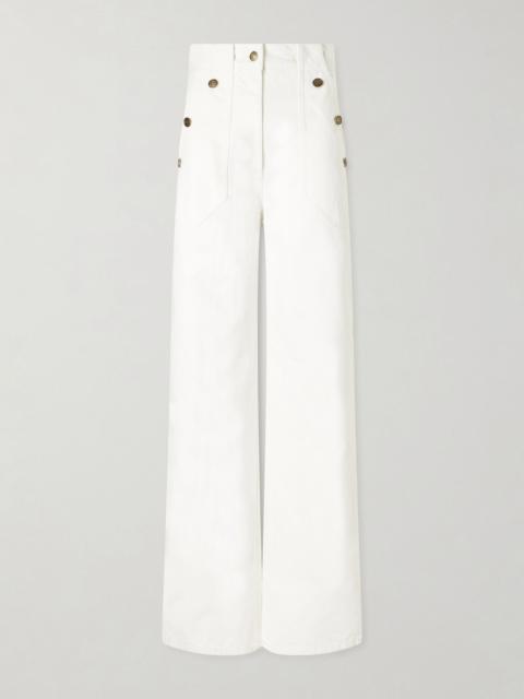 Max Mara Badesse logo-embroidered high-rise wide-leg jeans White