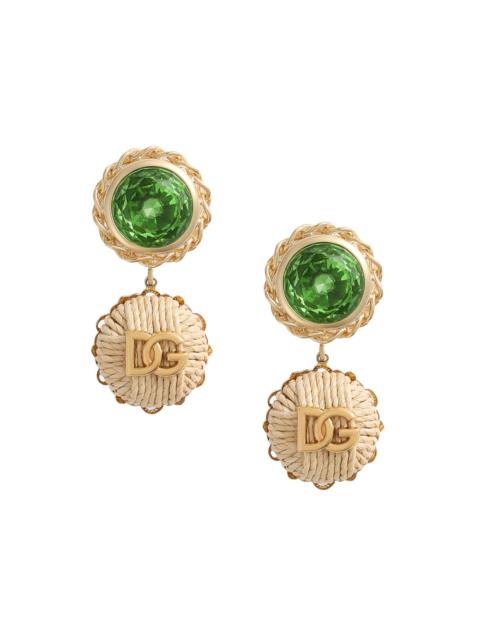 Dolce & Gabbana Women's Raffia, Goldtone & Glass Crystal Logo Drop Earrings - Gold