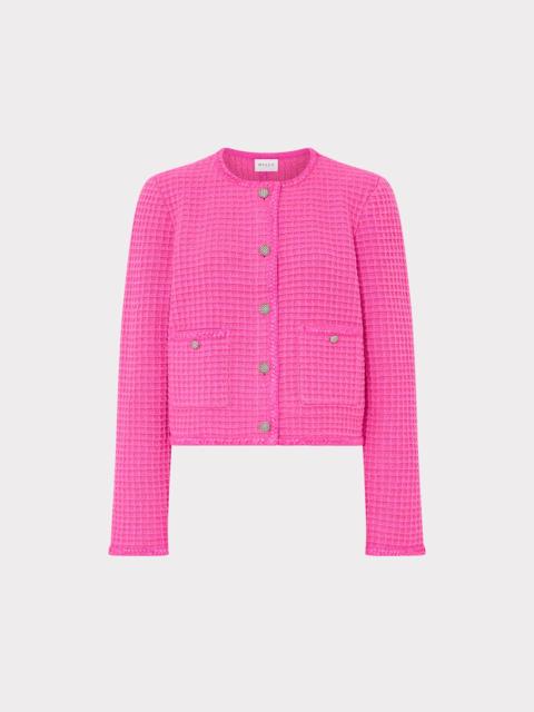 MILLY Sade Textured Crewneck Cardigan Jacket