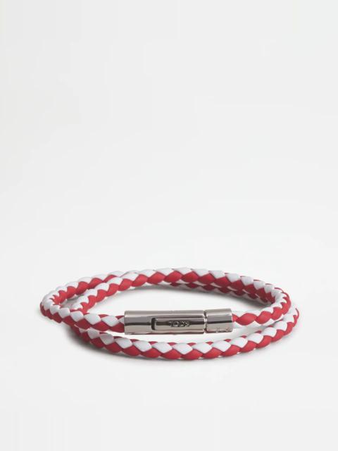 Tod's MYCOLORS BRACELET IN LEATHER - WHITE, RED