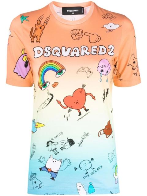 DSQUARED2 graphic-print gradient T-shirt