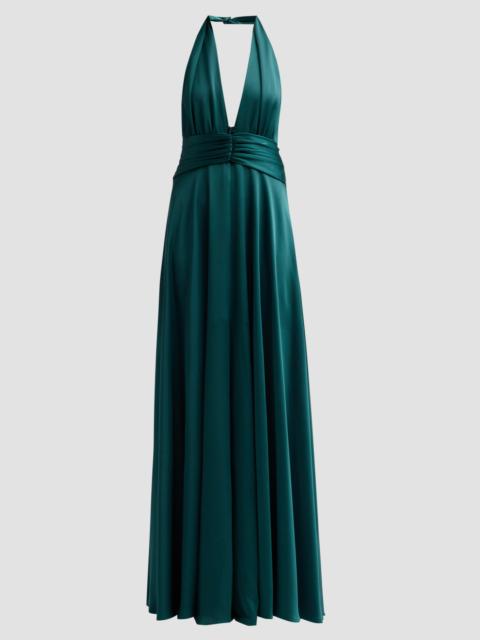 RAMY BROOK Women's Jasmine Backless Plunging Halter Gown - Deep Emerald