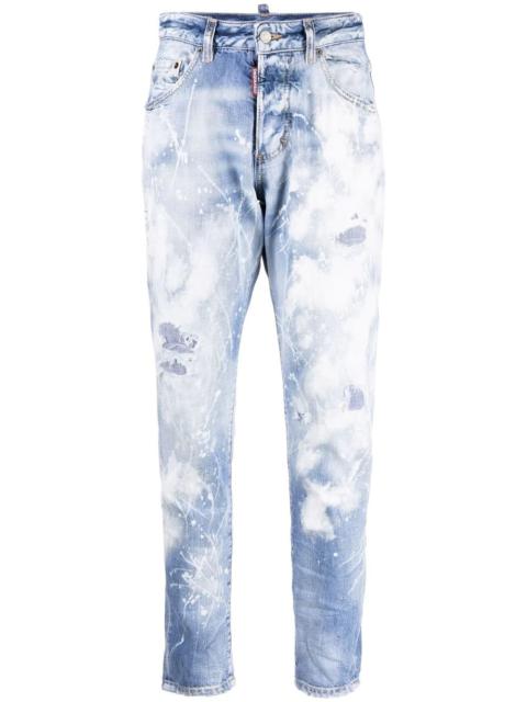 DSQUARED2 paint splatter tapered jeans