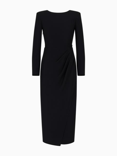 Techno cady midi dress with side draping