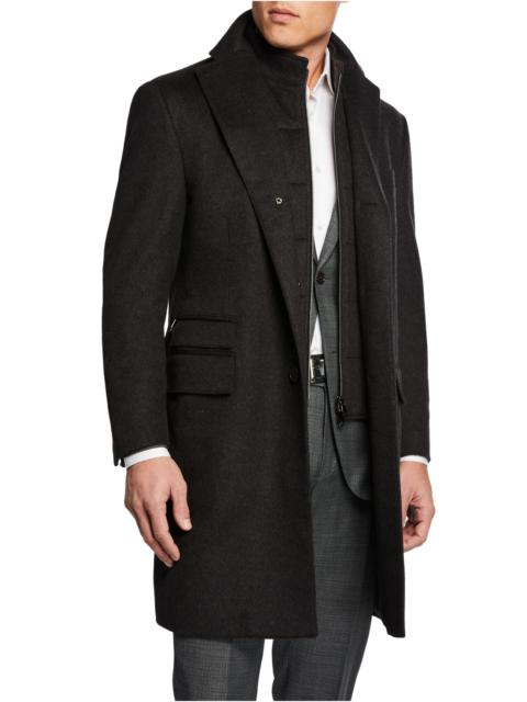 CORNELIANI Men's ID Wool Top Coat, Gray