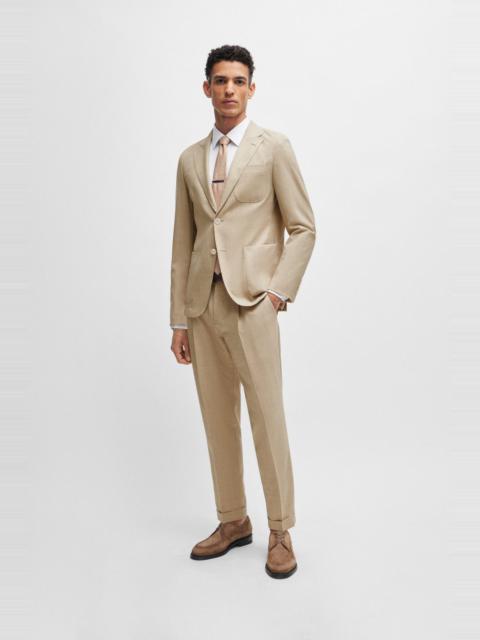 BOSS SLIM-FIT SUIT IN MELANGE VIRGIN WOOL AND SILK