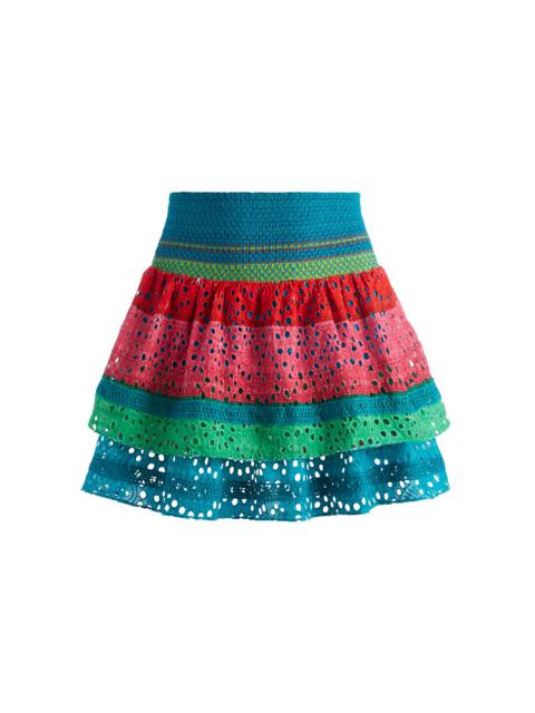 Alice + Olivia BETHIE SMOCKED TIERED MINI SKIRT