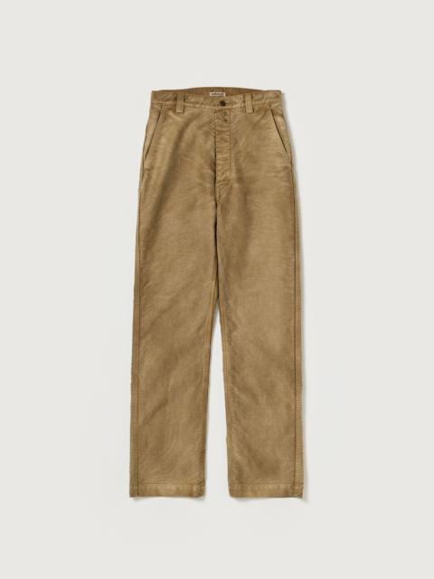 AURALEE GARMENT-DYED ORGANIC COTTON HEAVY MOLESKIN PANTS