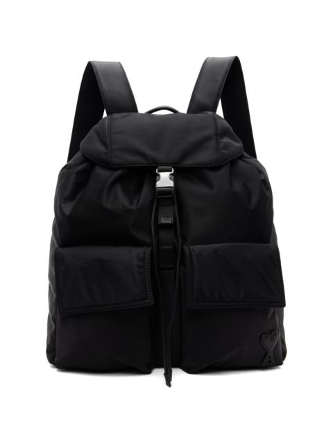 AMI Paris Black Nylon Marcel Backpack