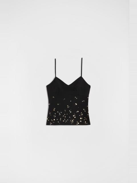 Jil Sander Wool Sablé Embroidered Top