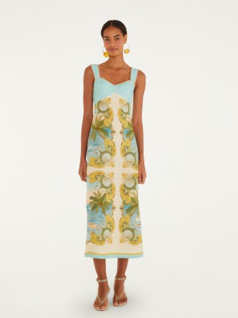 FARM RIO Multicolor Royal Sea Euroflax Premium Linen Maxi Dress