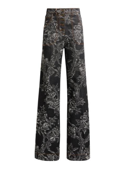 Etro Patterned Stretch-Denim Flared Jeans black