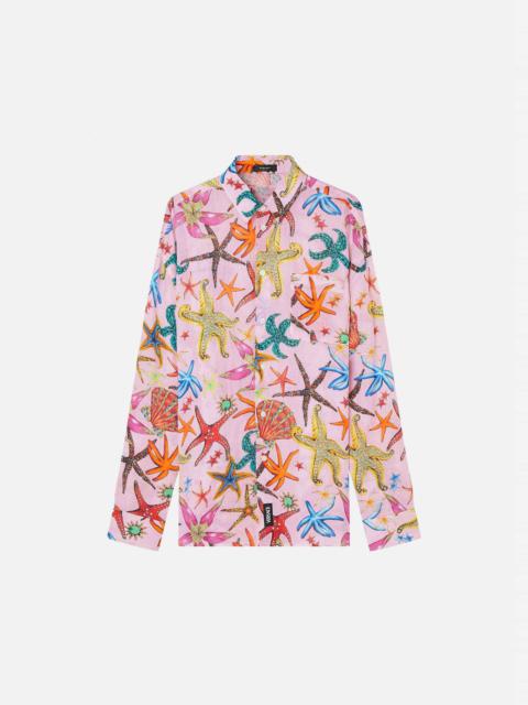 VERSACE Trésor de la Mer Print Linen Shirt