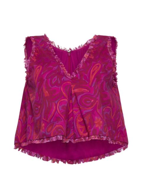 Cinq à Sept Ibbie Paisley Bloom frayed-edge blouse