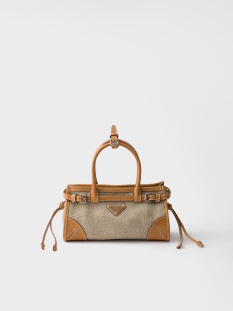 Prada Prada Bonnie small linen and leather handbag