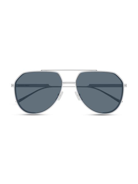 Bottega Veneta Men's Light Ribbon 60MM Pilot Metal Sunglasses - Silver Blue