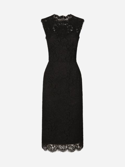 Branded stretch lace calf-length dress
