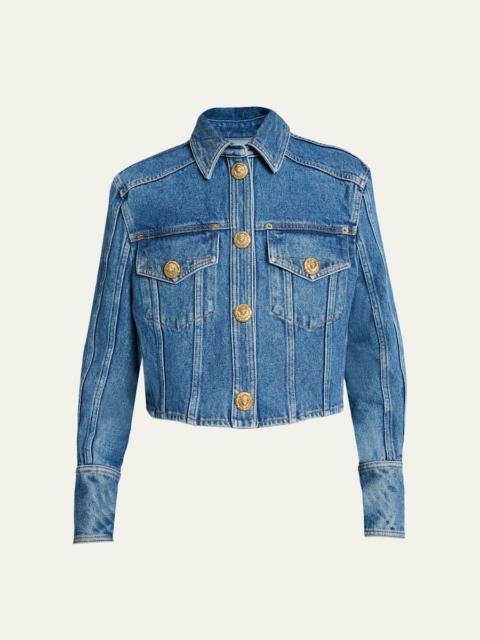 Balmain Two-Pocket Crop Denim Jacket