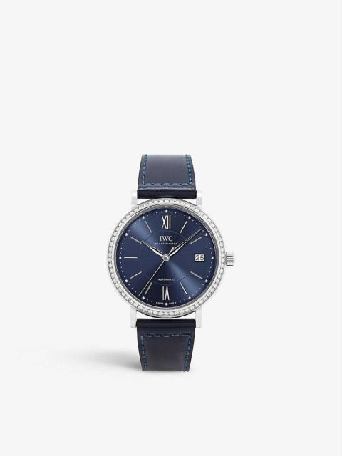 IWC Schaffhausen IW458111 Portofino stainless-steel, diamond and leather automatic watch