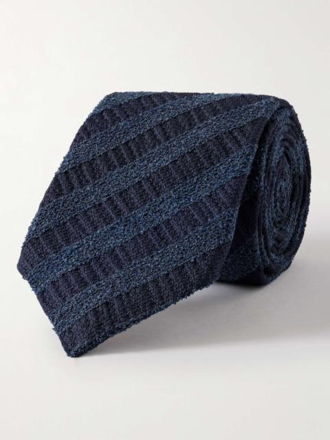 Canali 8cm Striped Silk-Blend Bouclé Tie