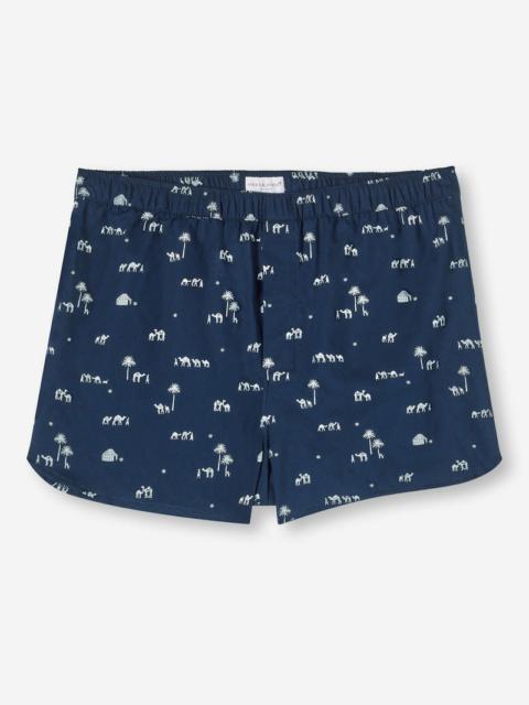 Derek Rose Men's Boxer Briefs Spot 5 Pima Cotton Stretch Navy