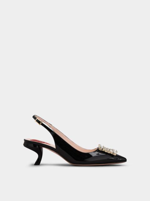 Roger Vivier Virgule Strass Buckle Slingback Pumps in Patent Leather