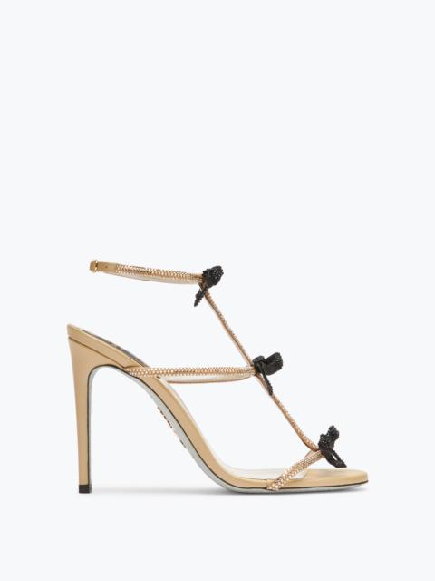 RENE CAOVILLA Caterina Neutral Sandal With Black And Gold Crystals 105