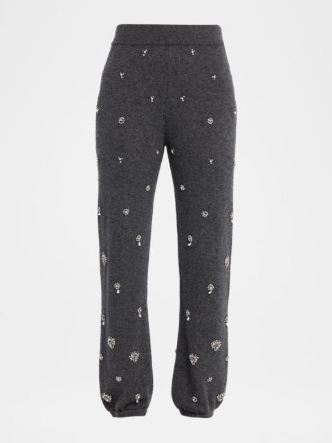 SIMKHAI Kandace Embellished Wool-Cashmere Pants